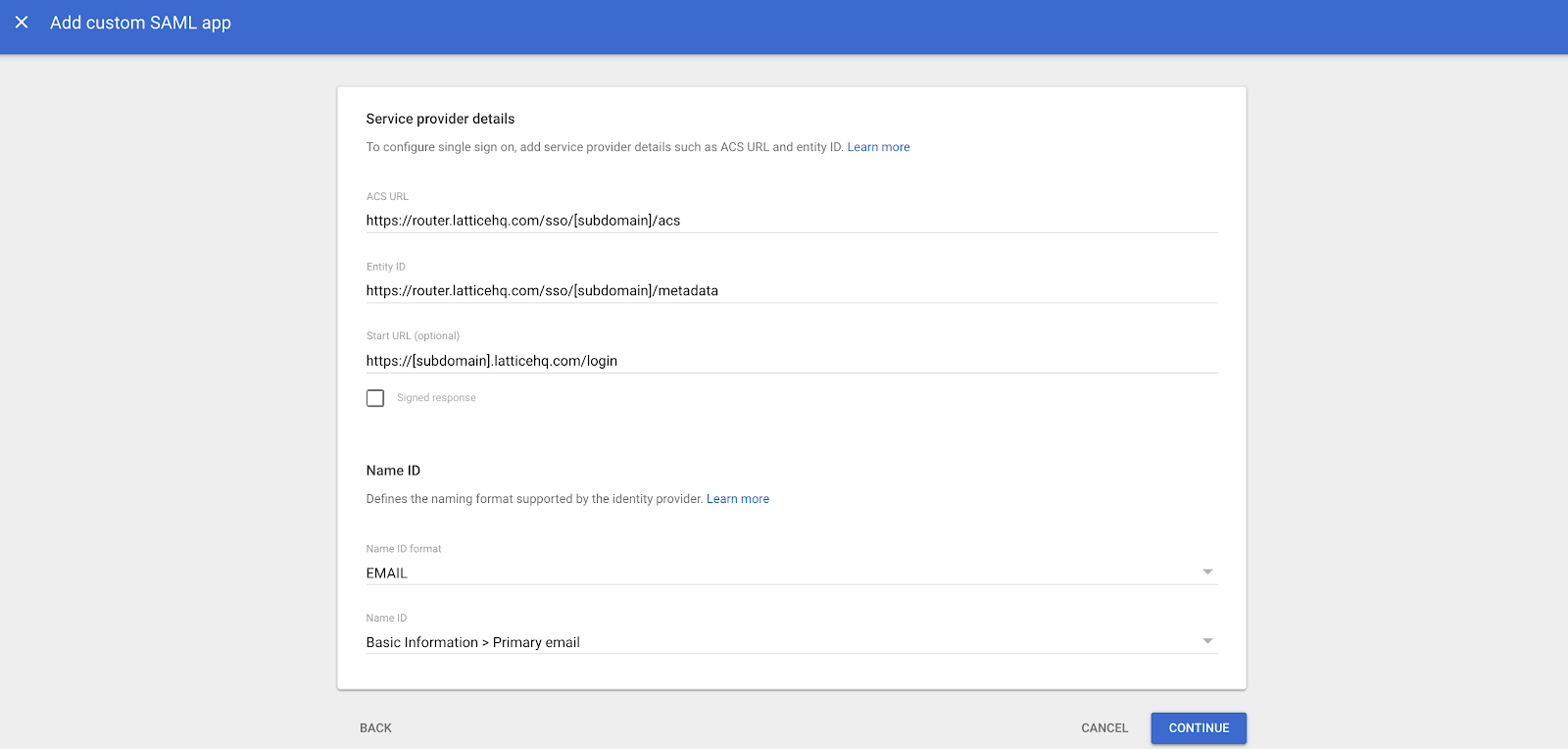 Google Admin Service Provider Details