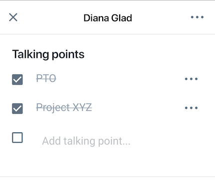 Screenshot Mobile App 1:1 agenda