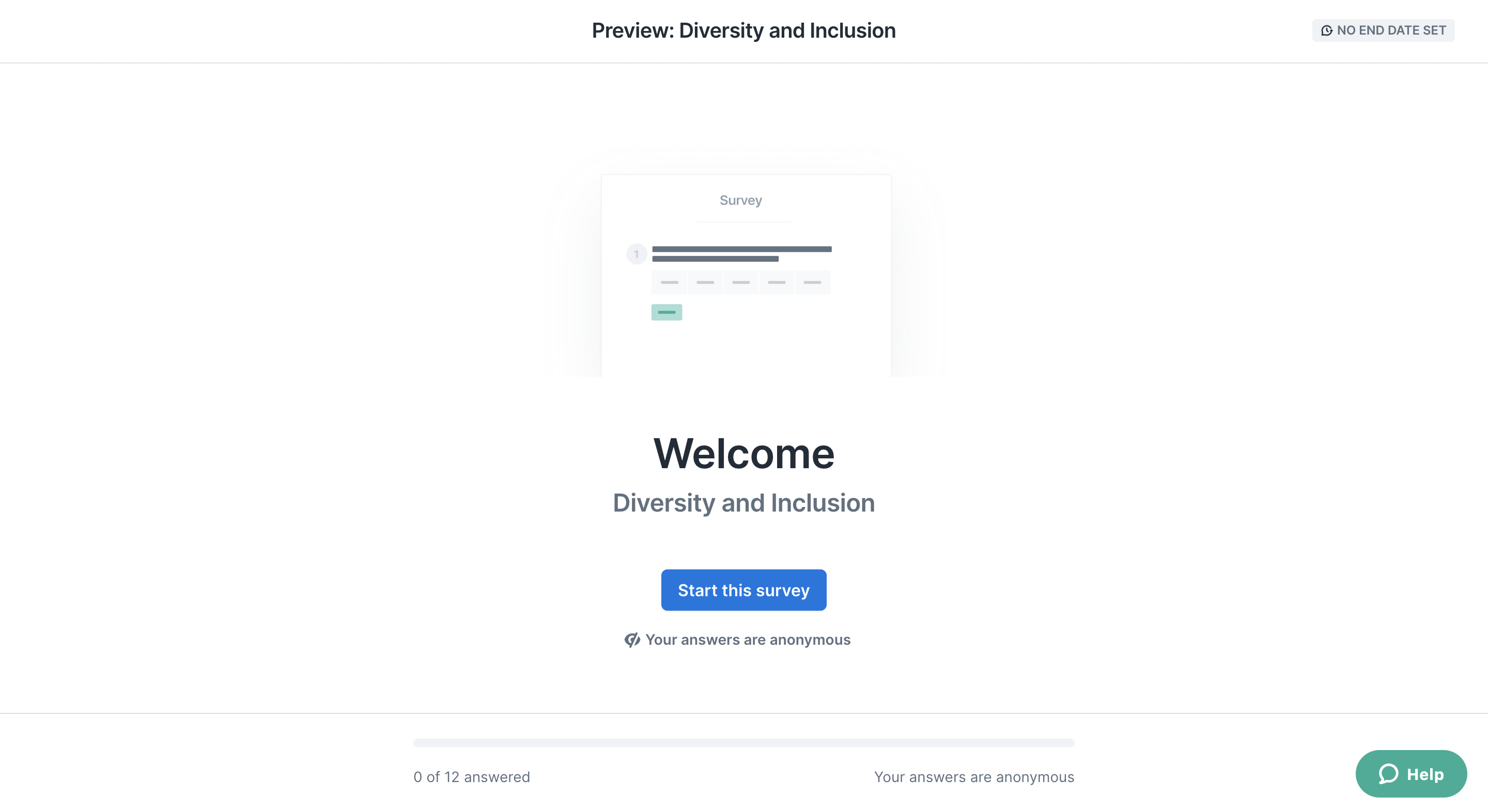 Screen shot of an example preview of a survey