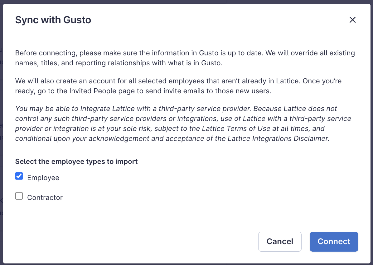 Integrate Gusto with Lattice – Lattice Help Center