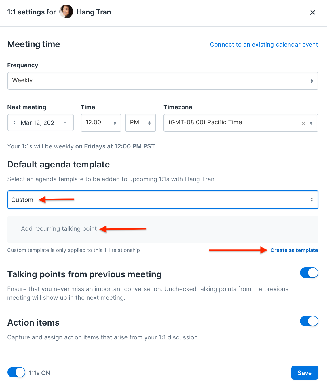 Setting Agenda Templates In 1 1s As A Non Manager Lattice Help Center