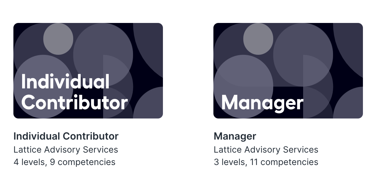 Lattice advisiory services manager and individual contributor template options that can be selected from the Templates page.