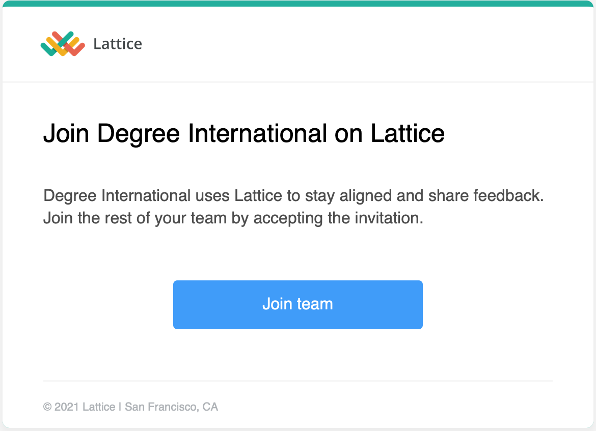Image of Lattice invitation email with title Join Degree International on Lattice