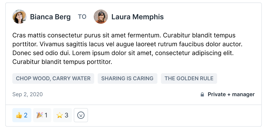 image of a Lattice feedback card with emoji reactions visible