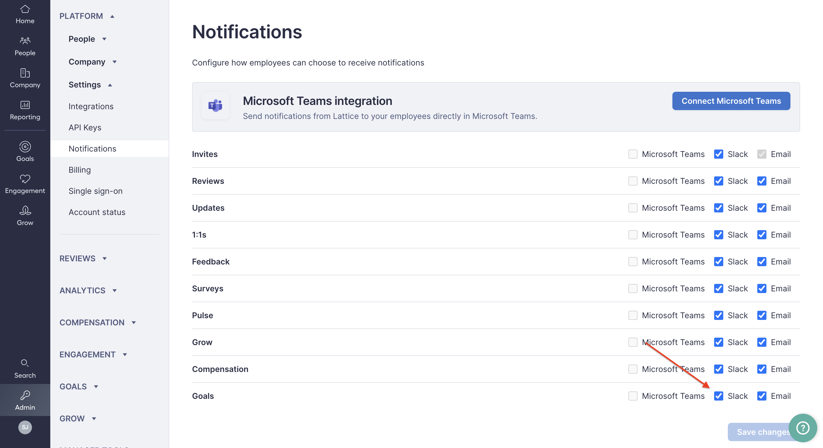 Disable Individual Goals Slack Notifications For Your Company Lattice 