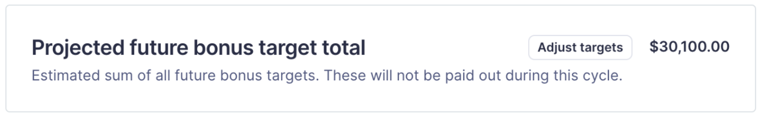 Screenshot of Projected future bonus target section
