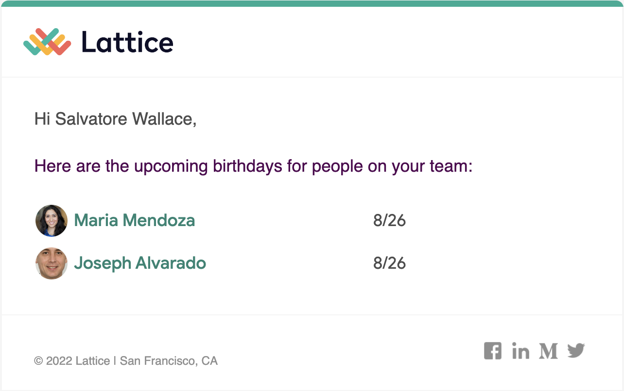 Image of birthday email notification