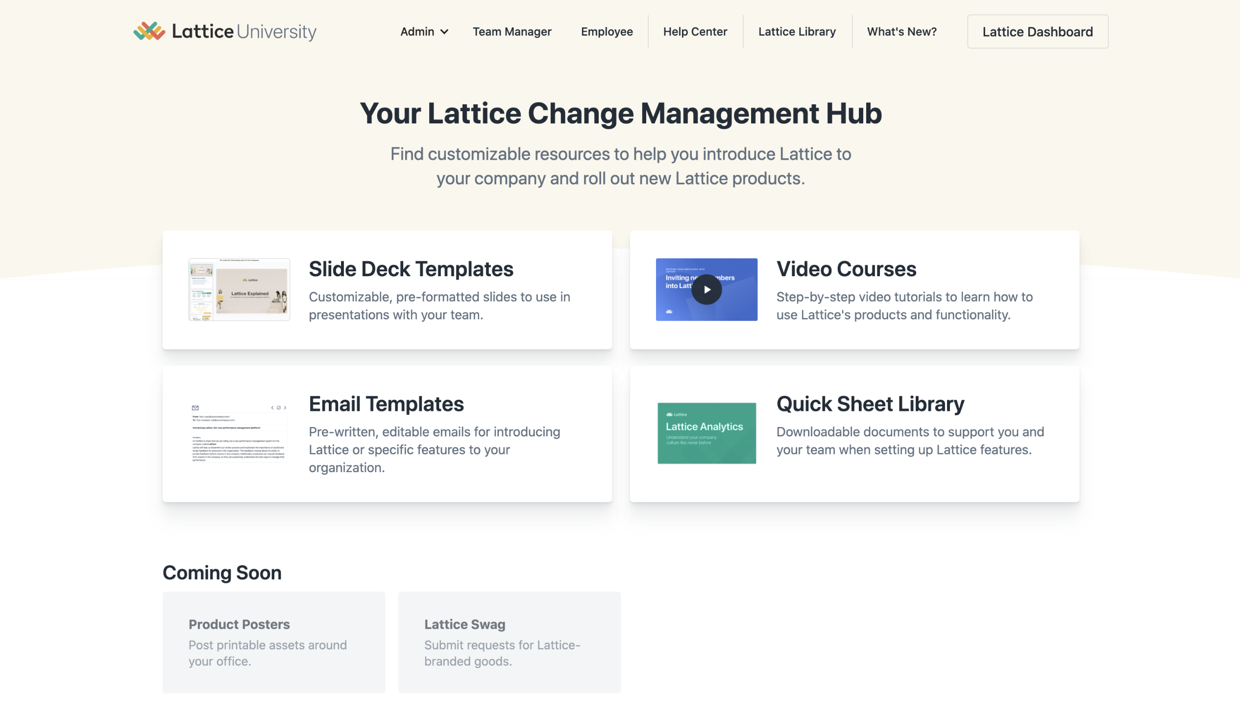 Image of Lattice Change Management Hub home page